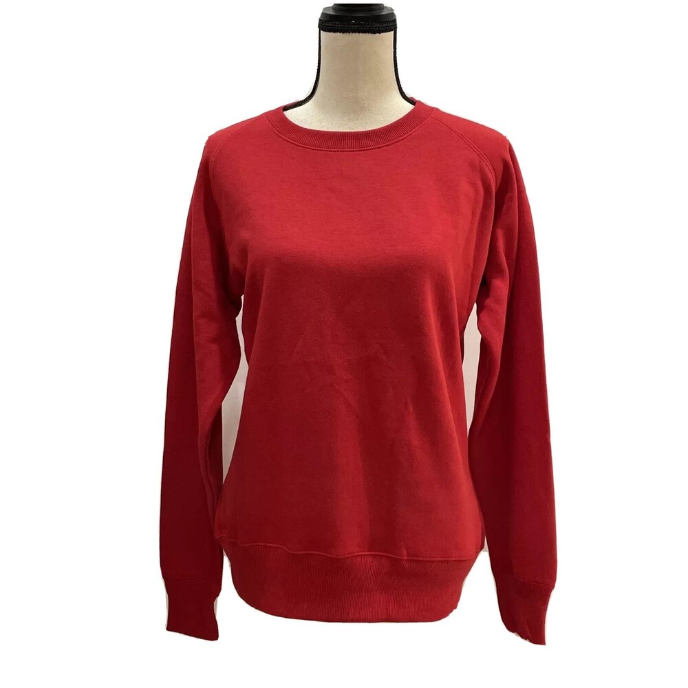 Malaika Womens Sweatshirt Size M/L Crew Neck Long Sleeve Solid Red